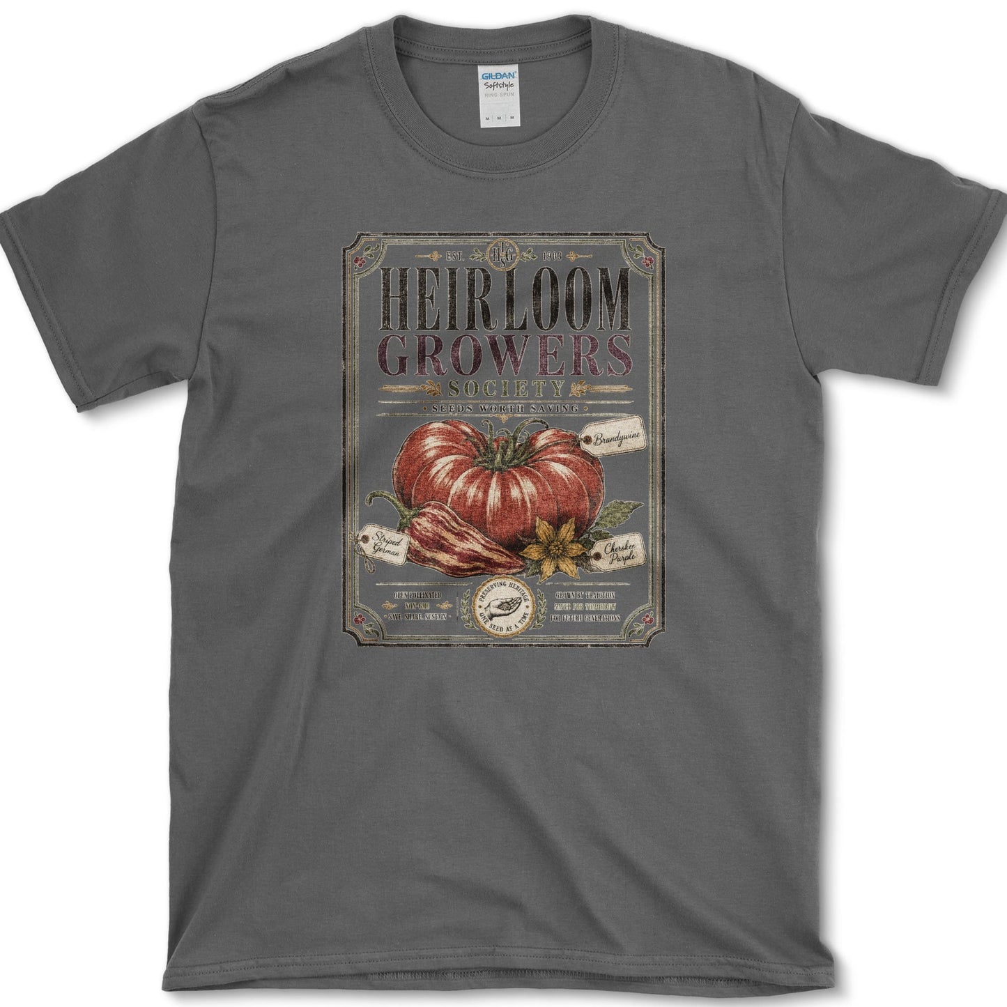 Heirloom Growers Society T-Shirt S / Dark Heather Essential Tees
