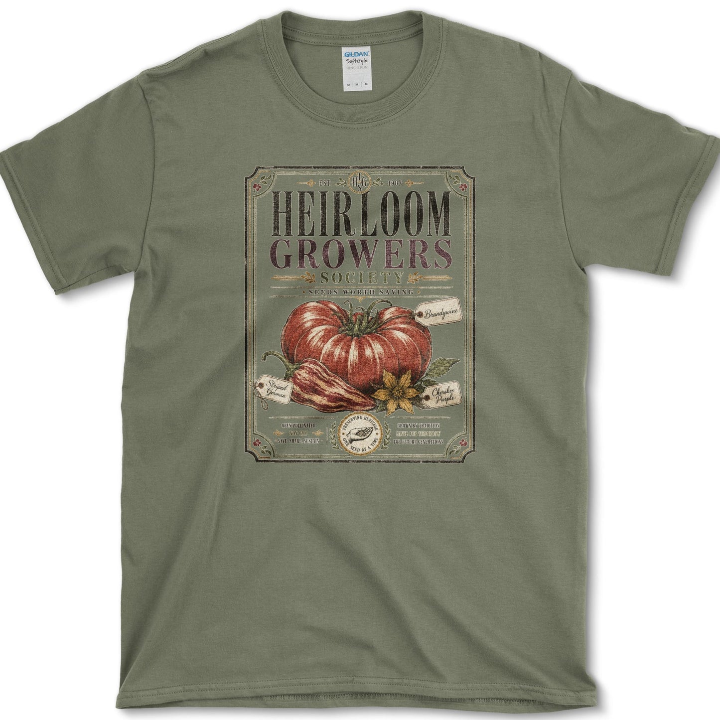 Heirloom Growers Society T-Shirt S / Military Green Essential Tees