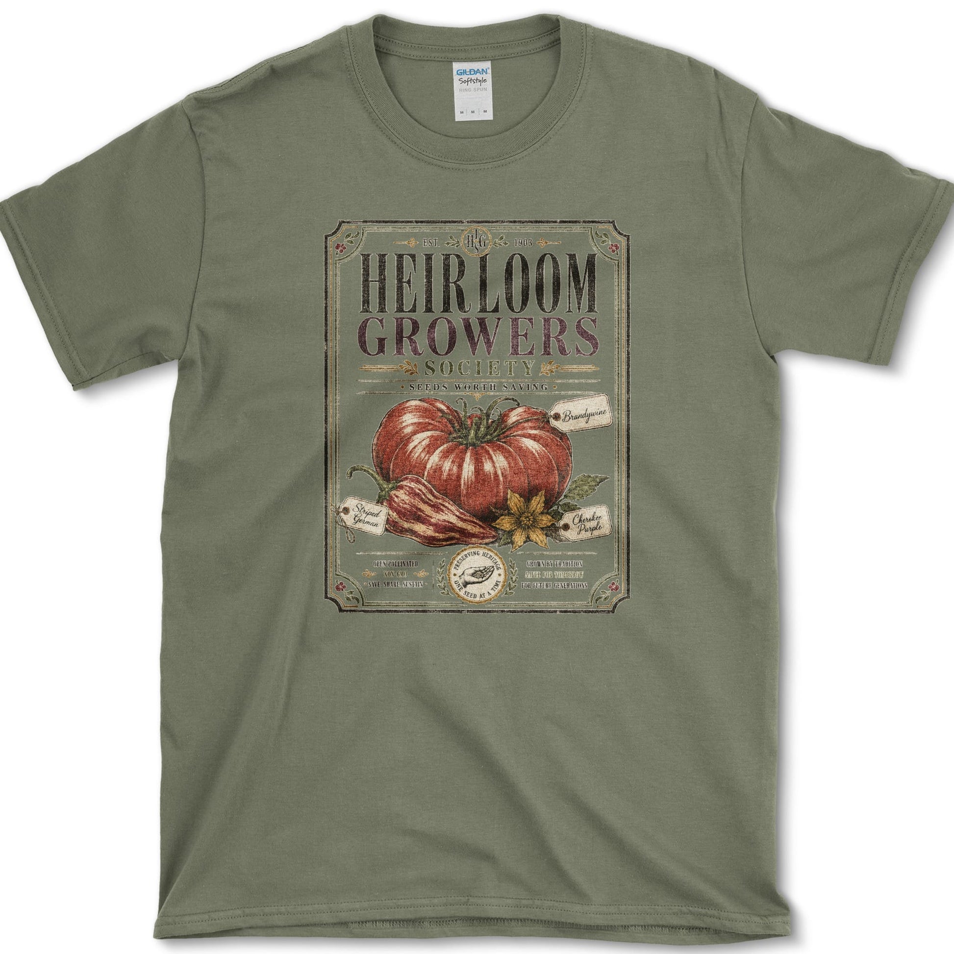 Heirloom Growers Society T-Shirt S / Military Green Essential Tees