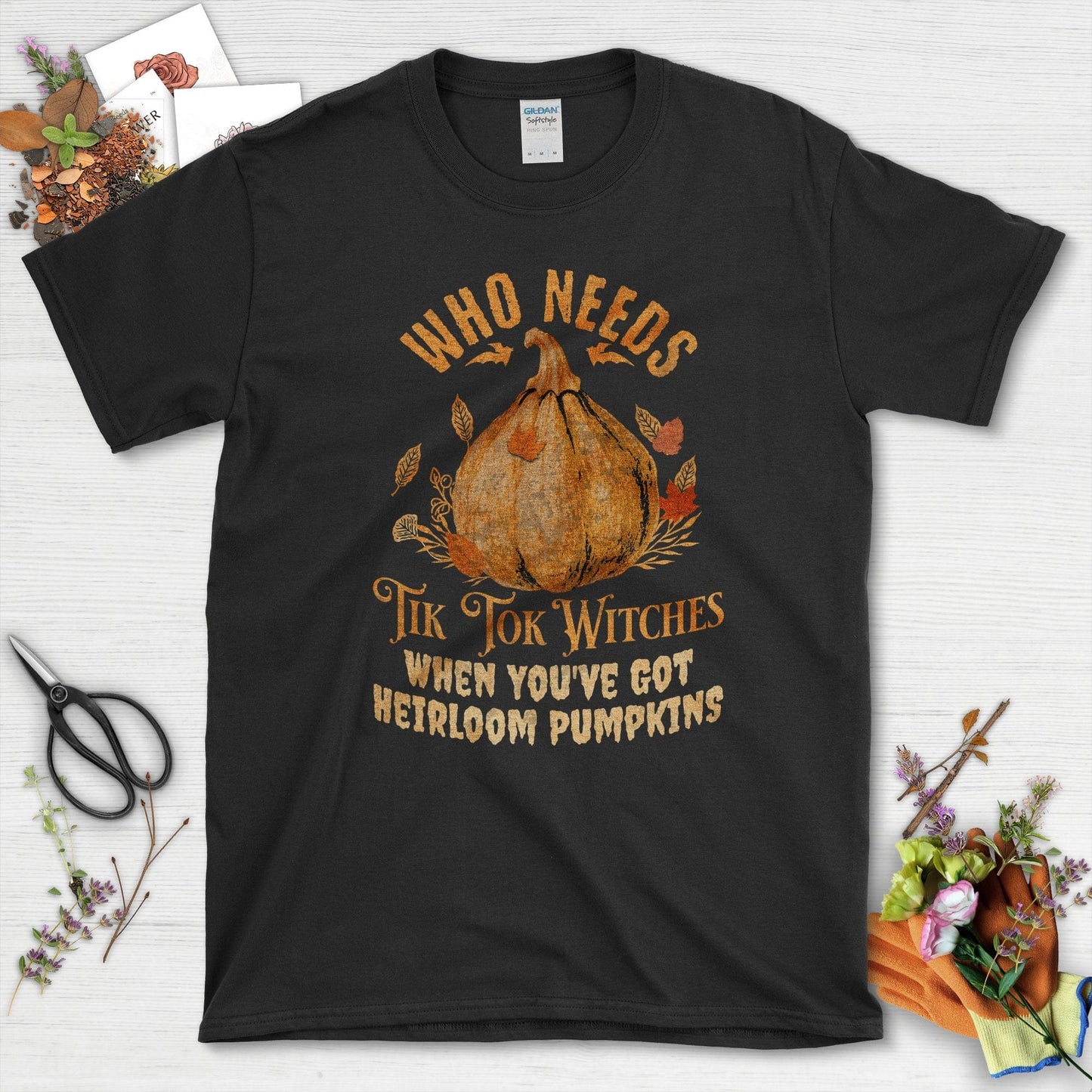 Heirloom Pumpkin Garden T-Shirt Black / S / T-Shirts Physical Item