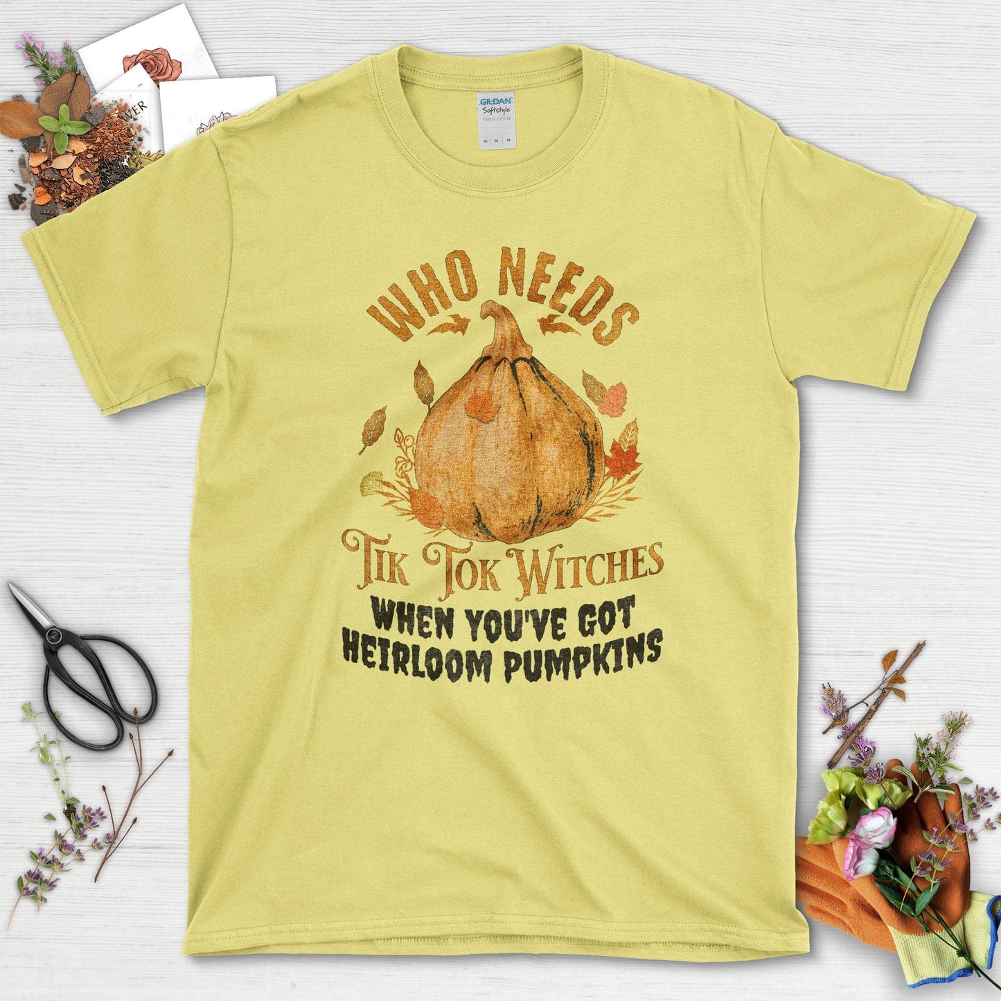 Heirloom Pumpkin Garden T-Shirt Cornsilk / S / T-Shirts Physical Item