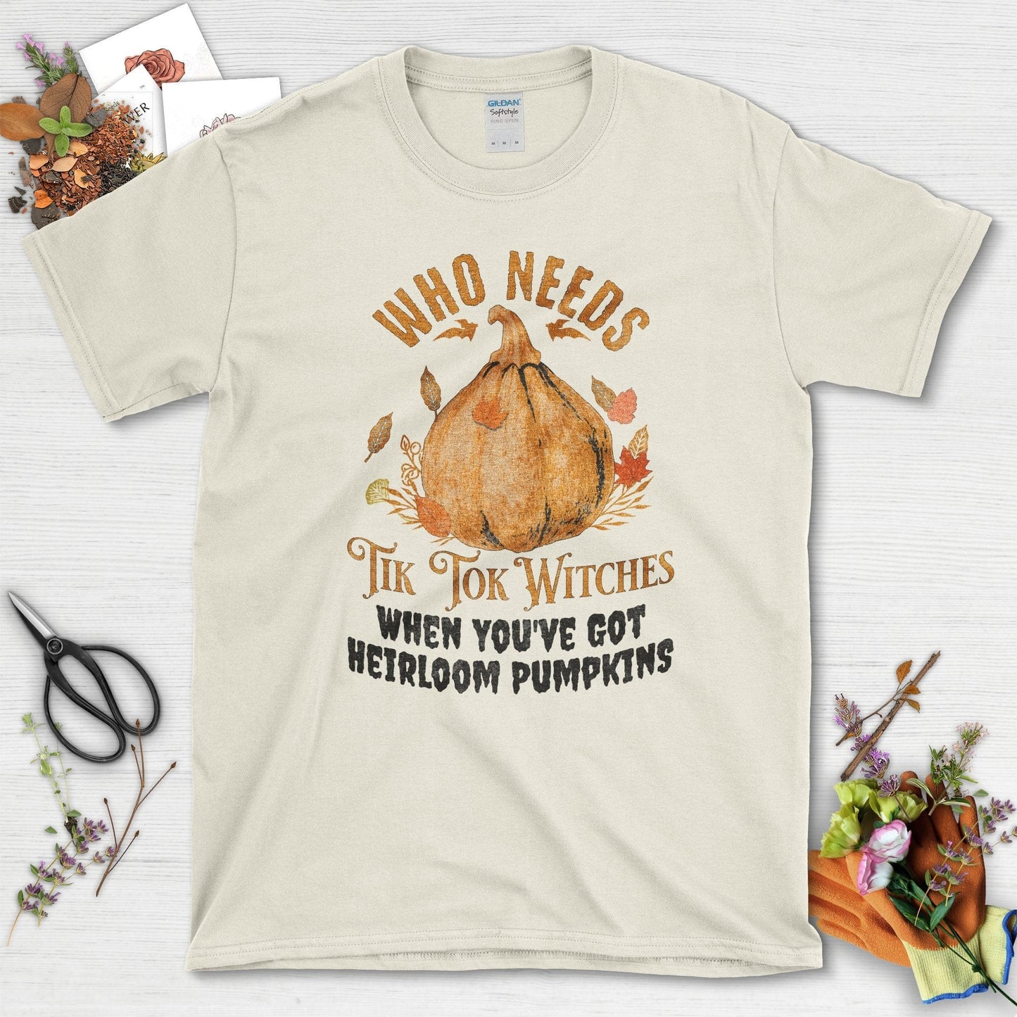 Heirloom Pumpkin Garden T-Shirt Natural / S / T-Shirts Physical Item