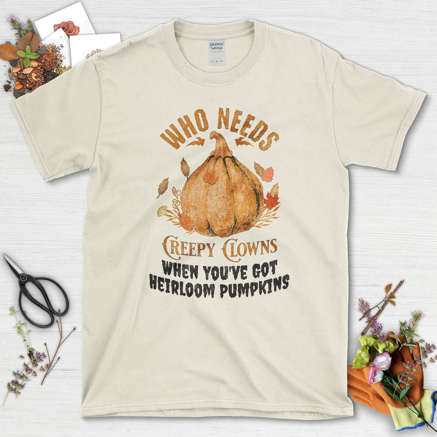 Heirloom Pumpkin Garden T-Shirt Natural / S / T-Shirts Physical Item