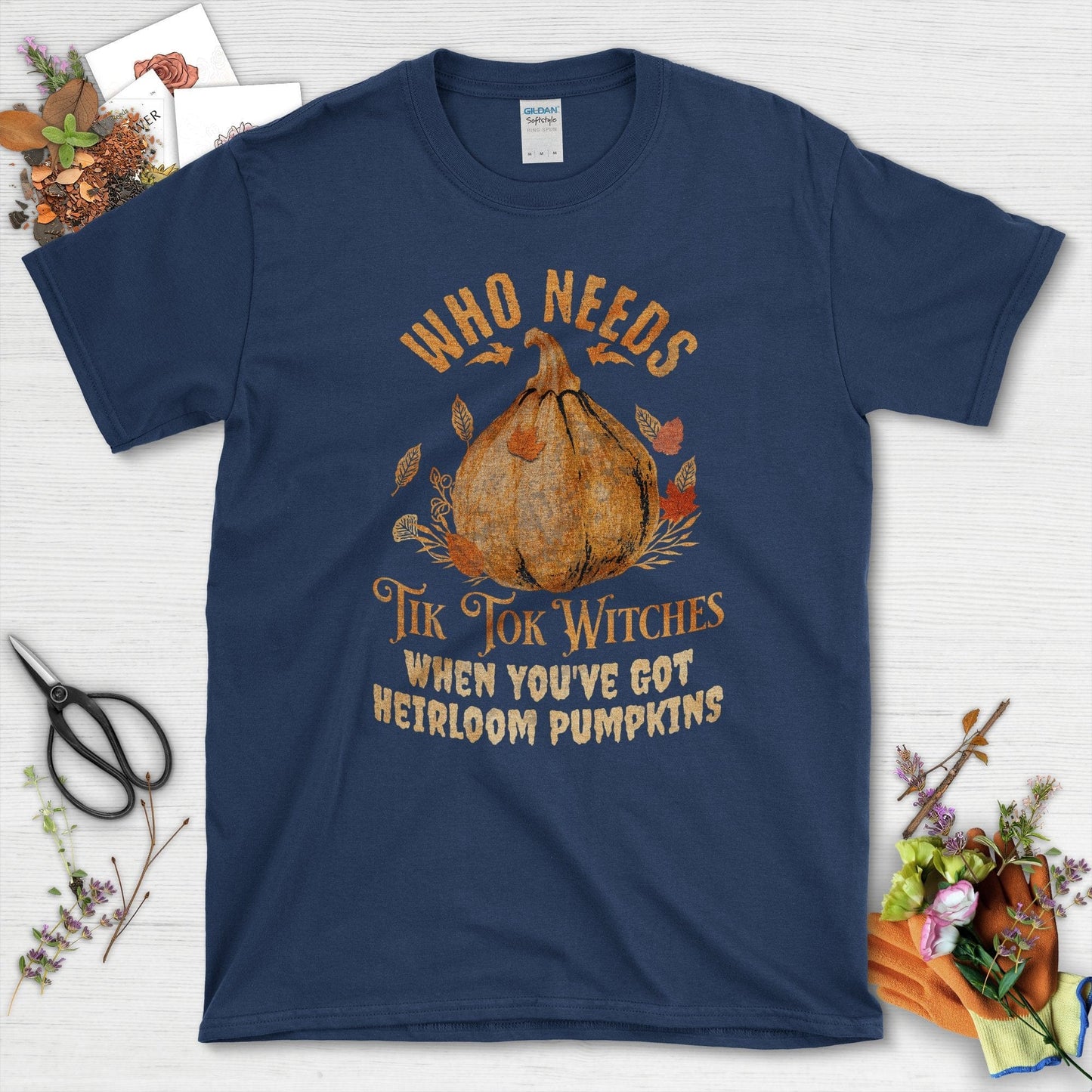 Heirloom Pumpkin Garden T-Shirt Navy / S / T-Shirts Physical Item