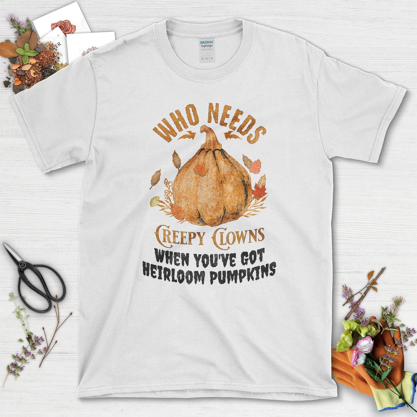 Heirloom Pumpkin Garden T-Shirt White / S / T-Shirts Physical Item