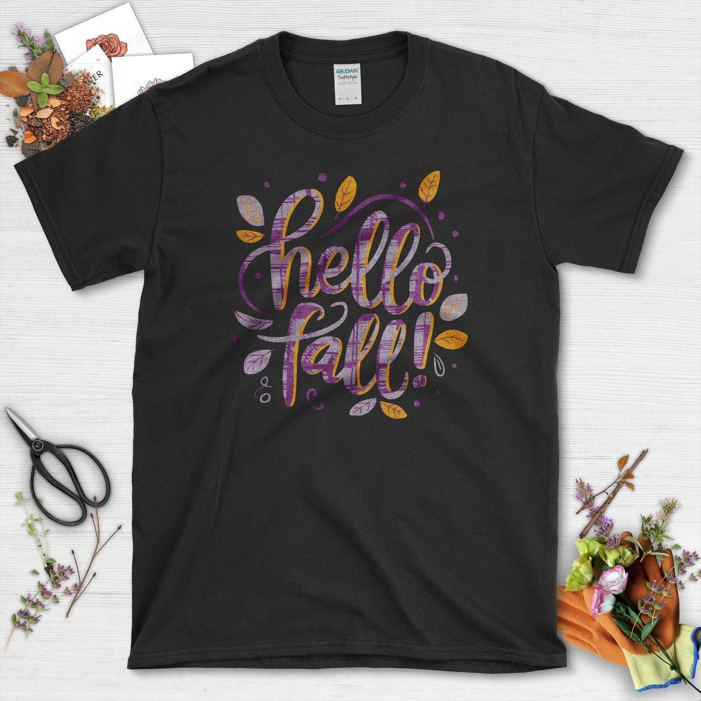 Hello Fall Nature T-Shirt Black / S / T-Shirts Physical Item