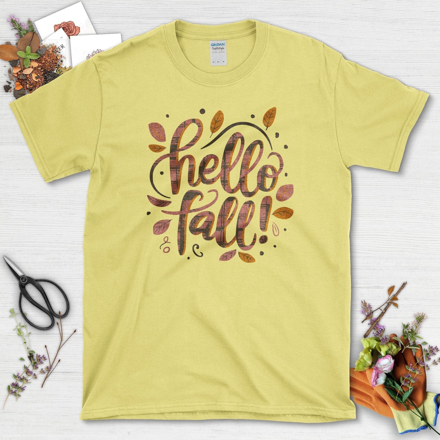 Hello Fall Nature T-Shirt Cornsilk / S / T-Shirts Physical Item