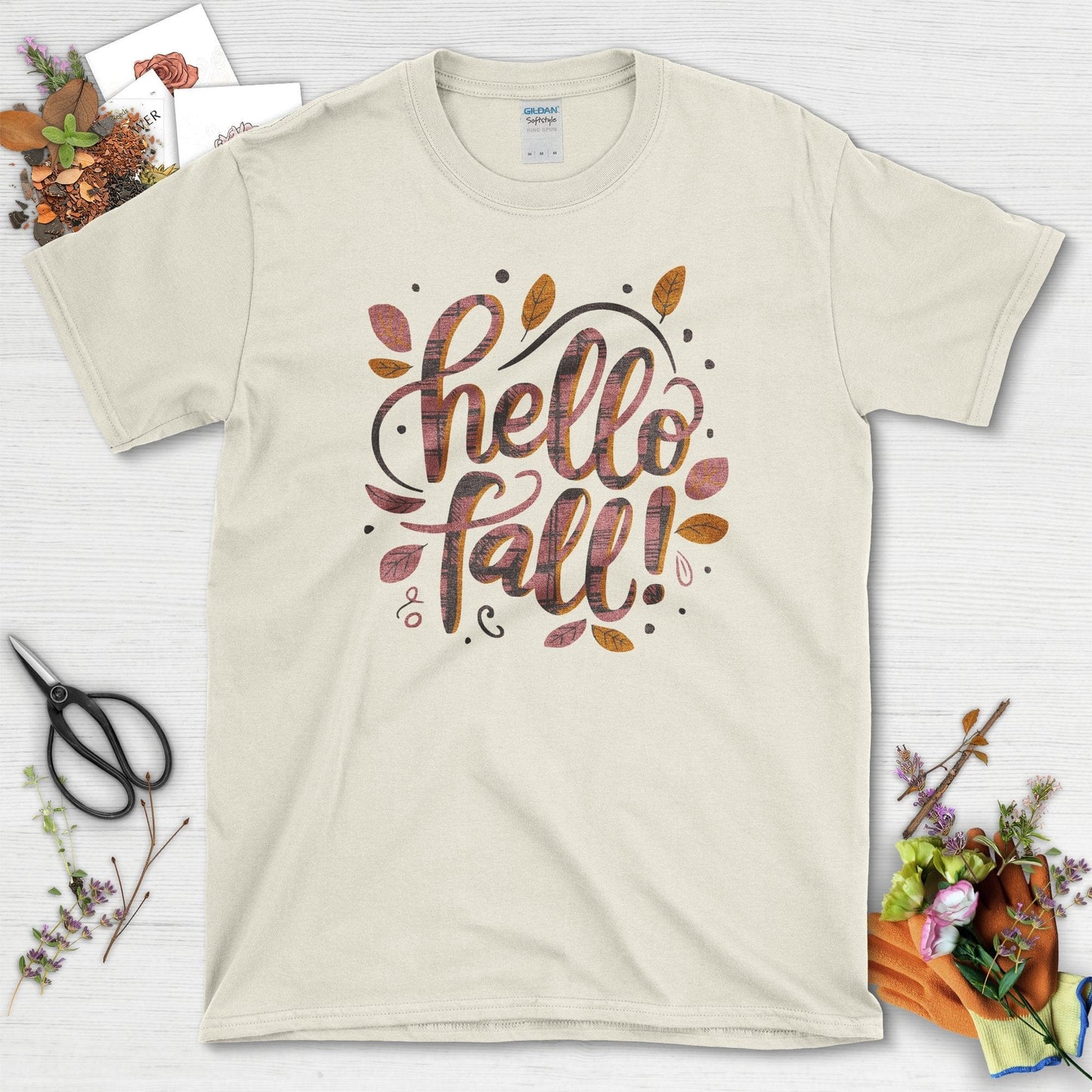 Hello Fall Nature T-Shirt Natural / S / T-Shirts Physical Item