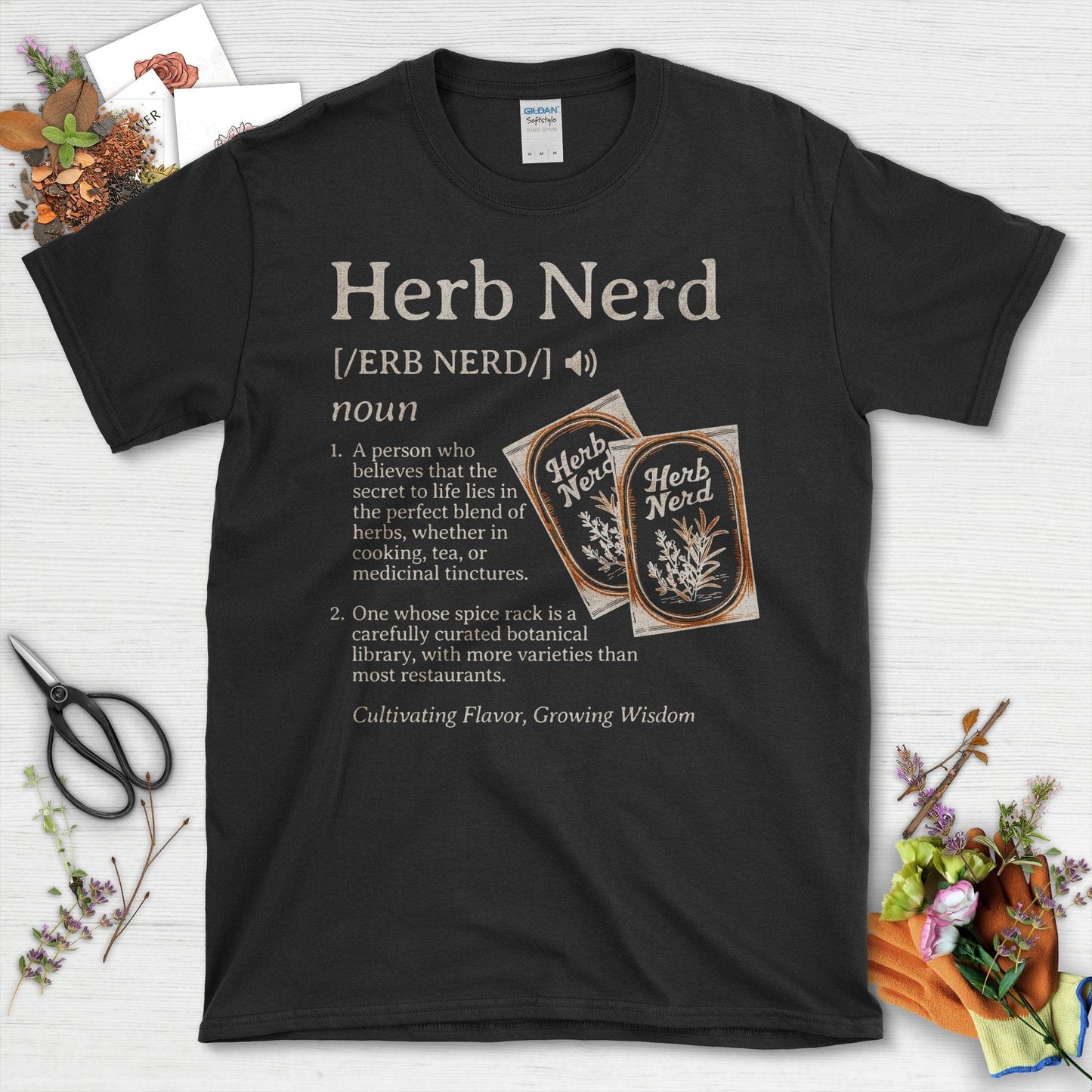 Herb Nerd Definition Graphic Design T-Shirt Black / S T-Shirt