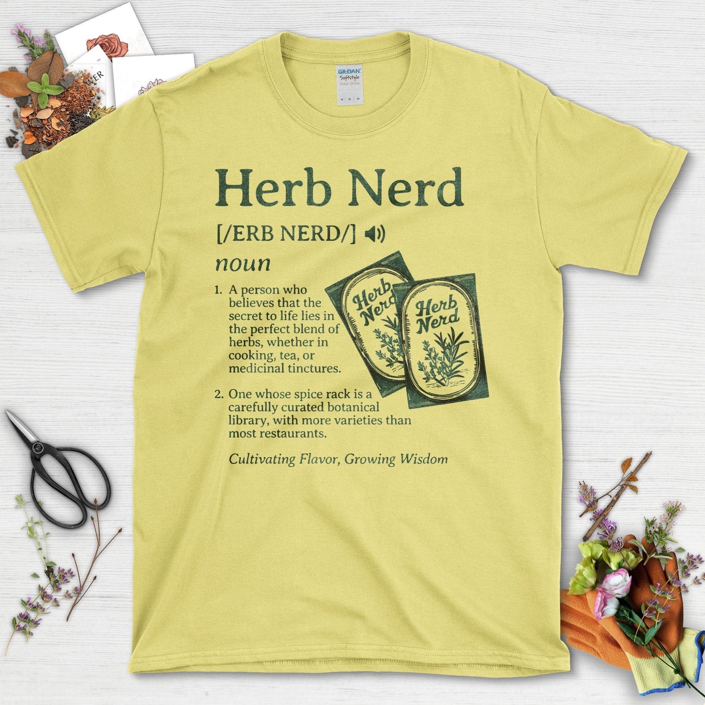 Herb Nerd Definition Graphic Design T-Shirt Cornsilk / S T-Shirt