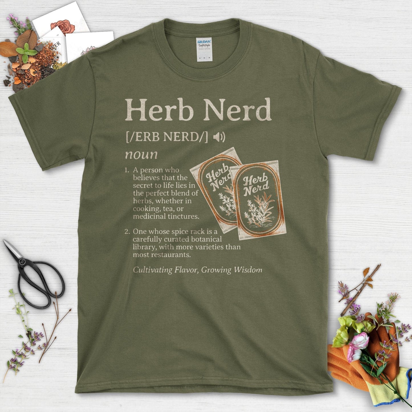 Herb Nerd Definition Graphic Design T-Shirt Military Green / S T-Shirt