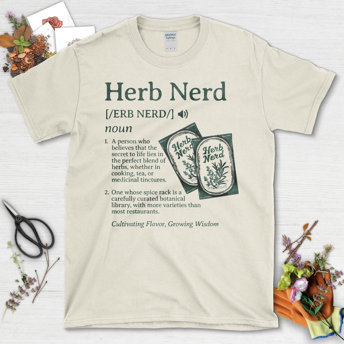 Herb Nerd Definition Graphic Design T-Shirt Natural / S T-Shirt