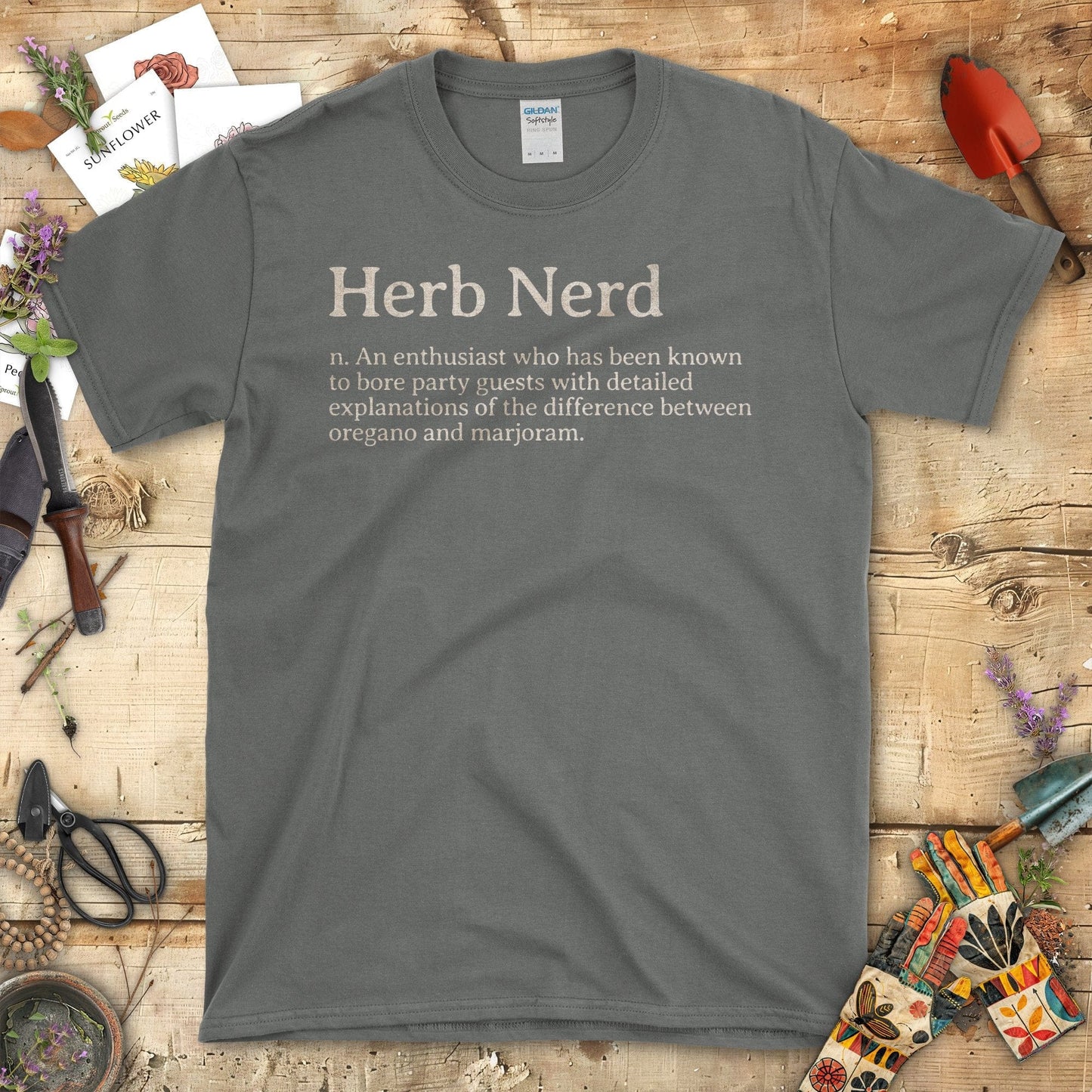 Herb Nerd T-Shirt Funny Definition Gift For Garden Lovers Charcoal / S T-Shirt