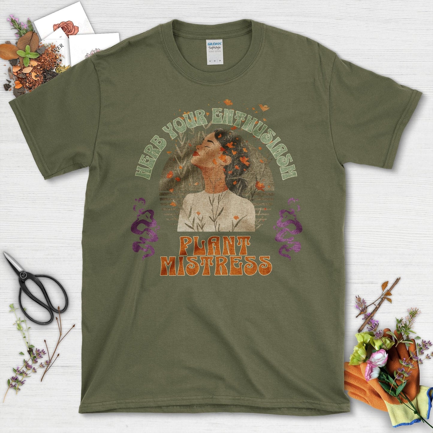 Herb Your Enthusiasm Plant Mistress T-Shirt Military Green / S T-Shirt