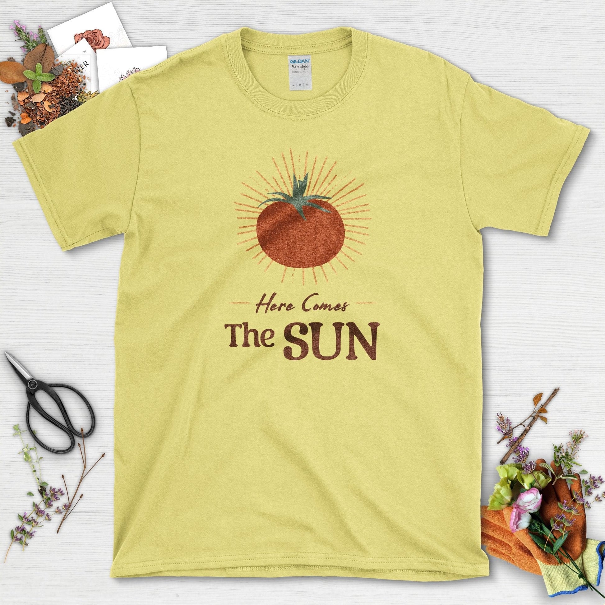 Here Comes The Sun Tomato T-Shirt Cornsilk / S Physical Item