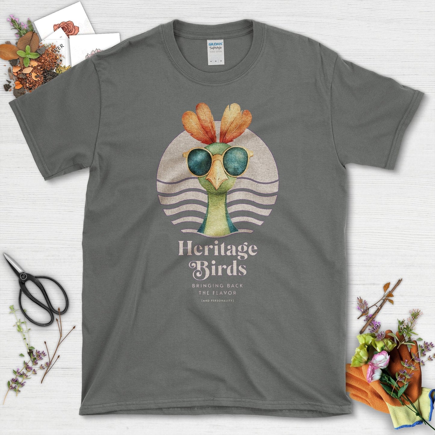 Heritage Birds T-Shirt Charcoal / S T-Shirt