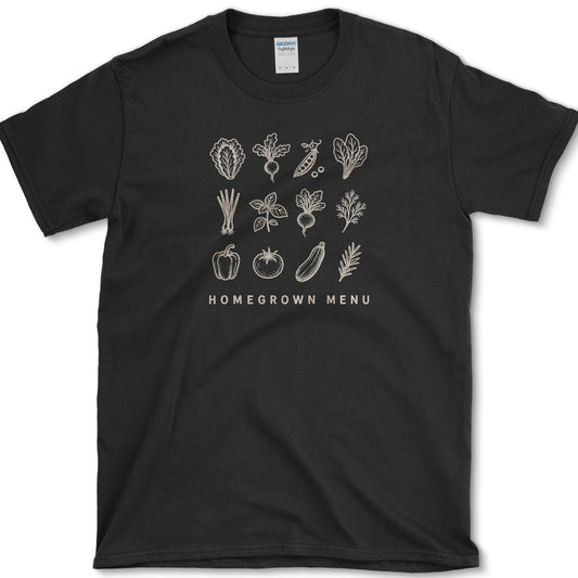 Homegrown Menu T-Shirt S / Black Essential Tees