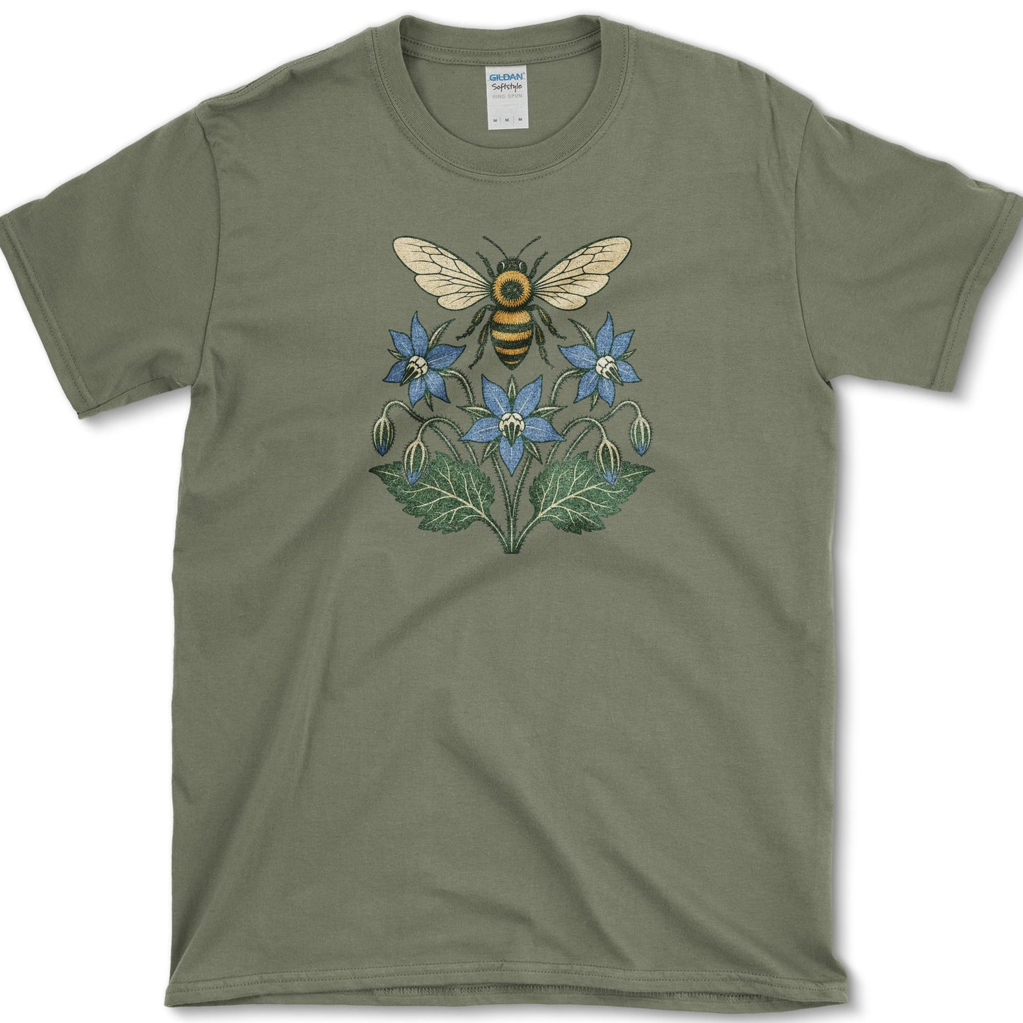 Honeybee Borage T-Shirt S / Military Green Essential Tees