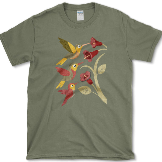 Hummingbird Harmony Bird Lovers T-Shirt Military Green / S Essential Tees