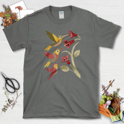 Hummingbird Harmony Bird Lovers T-Shirt T-Shirts / S / Charcoal Physical Item