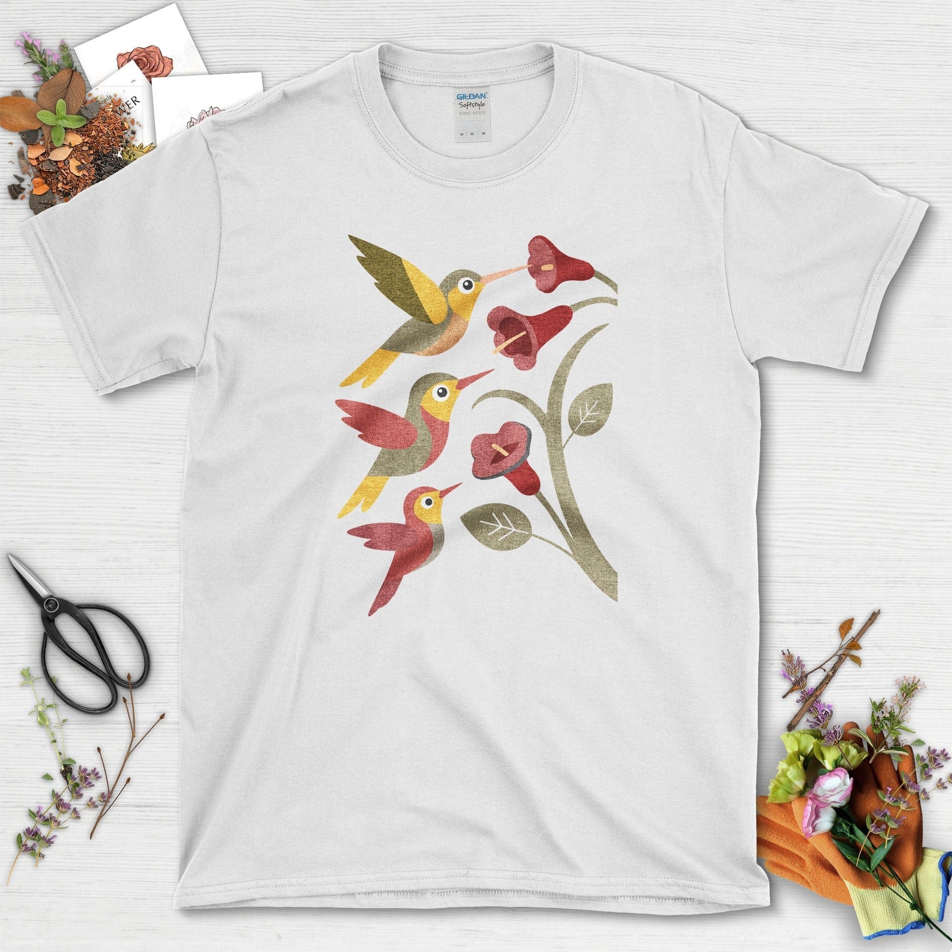 Hummingbird Harmony Bird Lovers T-Shirt T-Shirts / S / White Physical Item