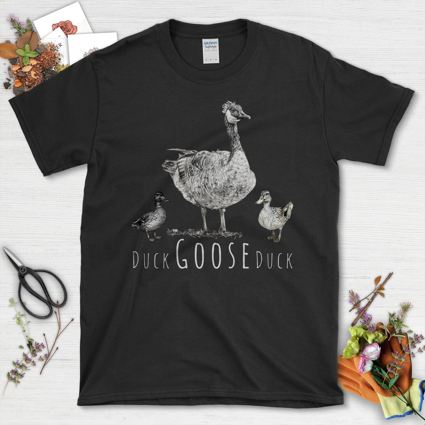 Humorous Duck Goose Duck Design Unique Fun T-Shirt Black / S T-Shirt