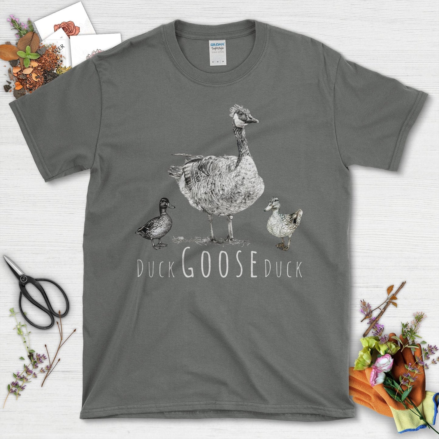 Humorous Duck Goose Duck Design Unique Fun T-Shirt Charcoal / S T-Shirt