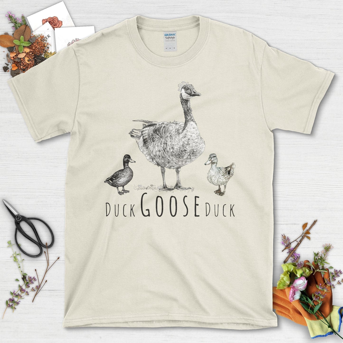 Humorous Duck Goose Duck Design Unique Fun T-Shirt Natural / S T-Shirt