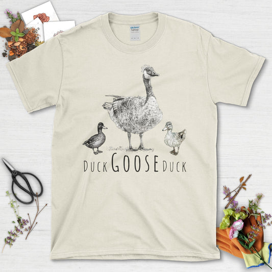 Humorous Duck Goose Duck Design Unique Fun T-Shirt Natural / S T-Shirt