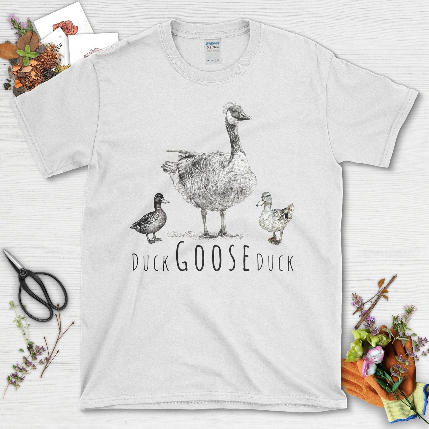 Humorous Duck Goose Duck Design Unique Fun T-Shirt White / S T-Shirt