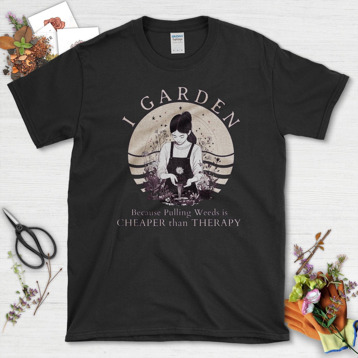 I Garden Cheaper Than Therapy T-Shirt Black / S T-Shirt