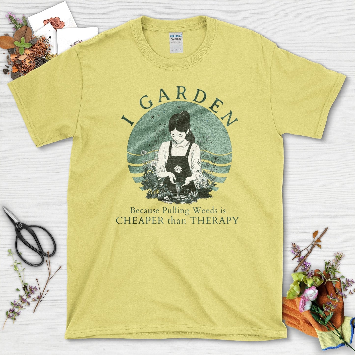 I Garden Cheaper Than Therapy T-Shirt Cornsilk / S T-Shirt