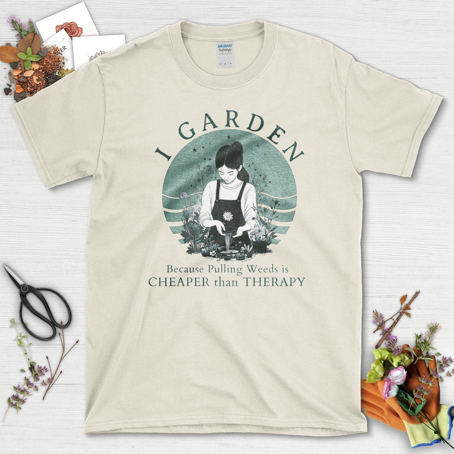 I Garden Cheaper Than Therapy T-Shirt Natural / S T-Shirt