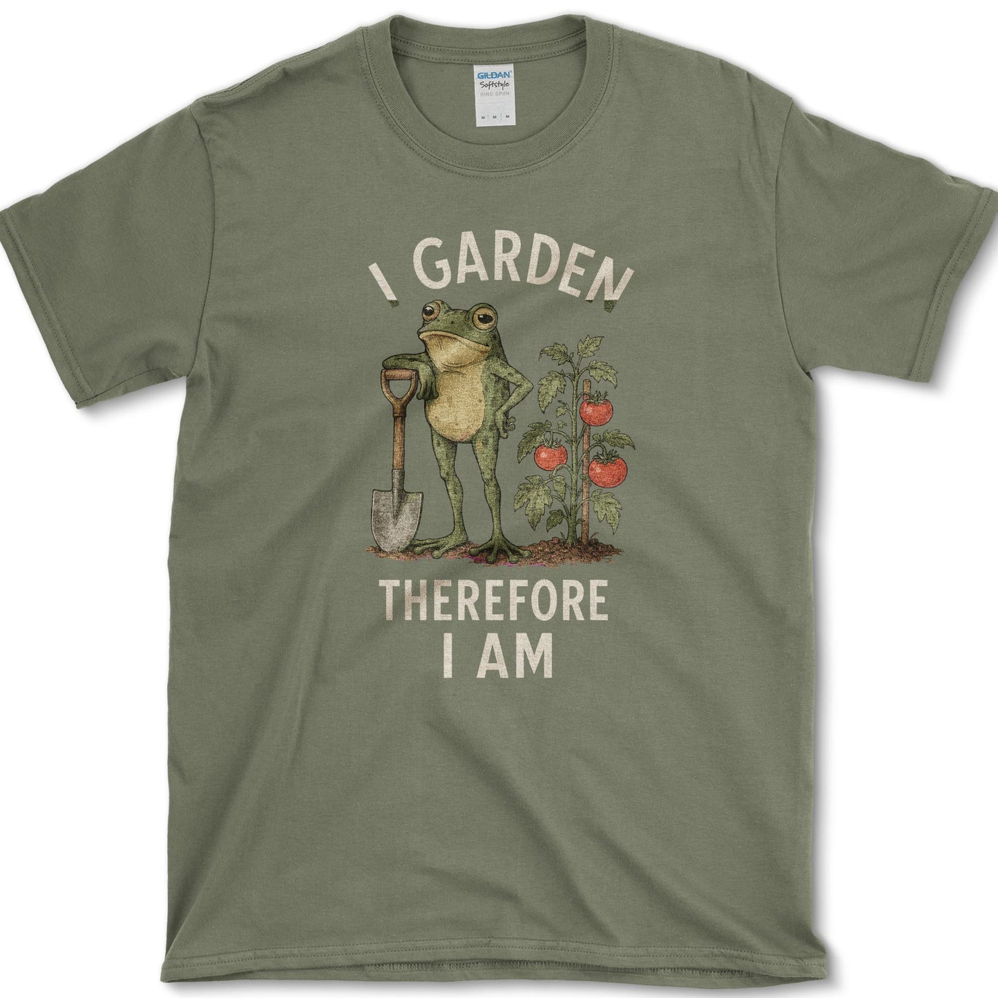 I Garden artwork featuring gardener and garden on a t-shirt