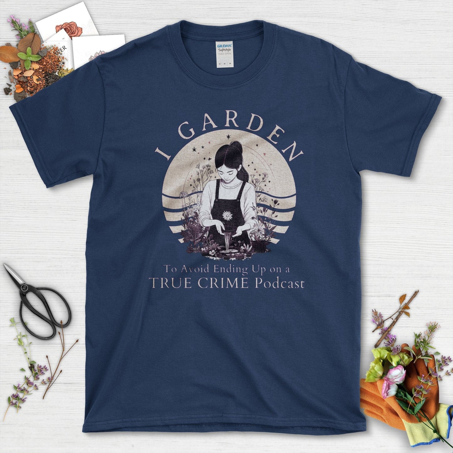 I Garden to Avoid Crime Podcast T-Shirt Navy / S T-Shirt