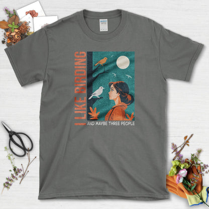 I Like Birding T-Shirt Charcoal / S Physical Item