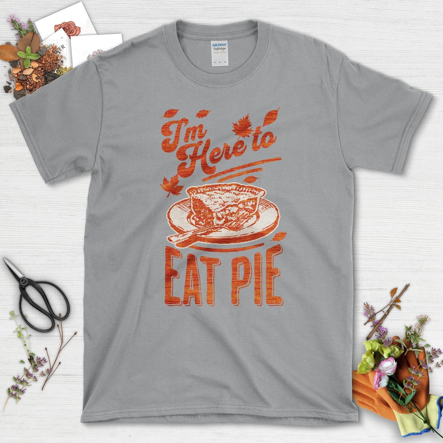 I'm Here to Eat Pie T-Shirt T-Shirts / S / Sport Grey Physical Item