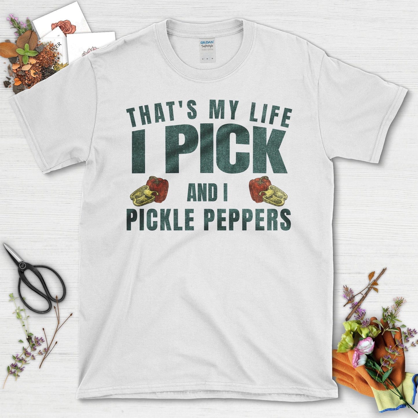 I Pick and I Pickle Peppers Gardening T-Shirt Military Green / S T-Shirt