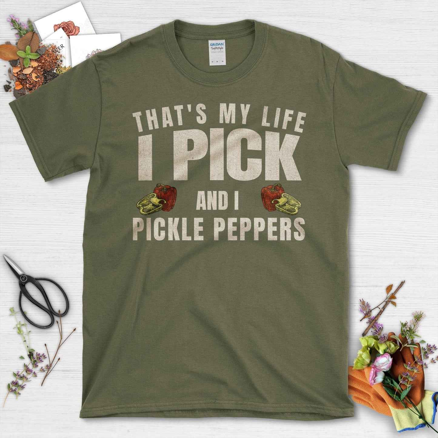 I Pick and I Pickle Peppers Gardening T-Shirt Natural / S T-Shirt