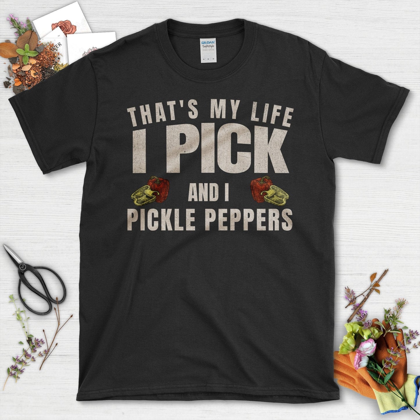 I Pick and I Pickle Peppers Gardening T-Shirt White / S T-Shirt