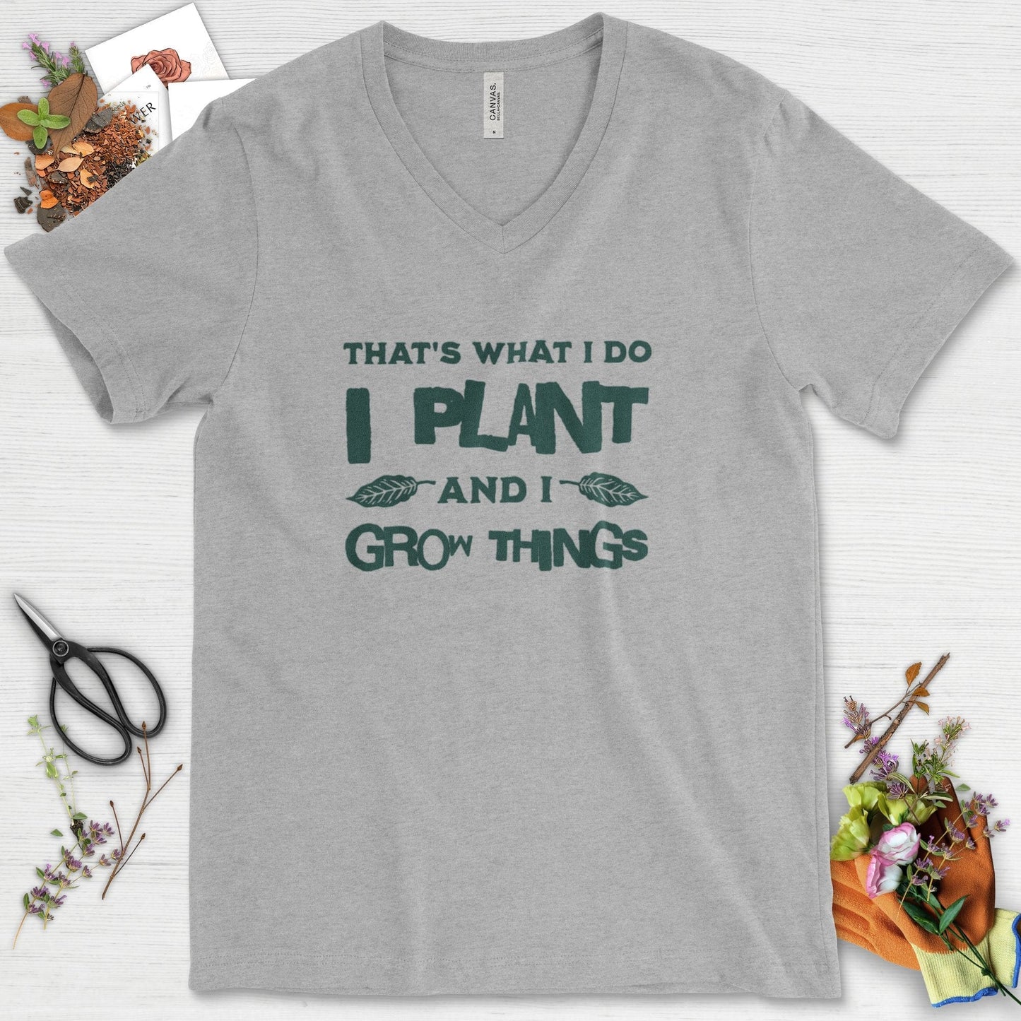 I Plant And I Grow Things V-Neck Athletic Heather / S T-Shirt