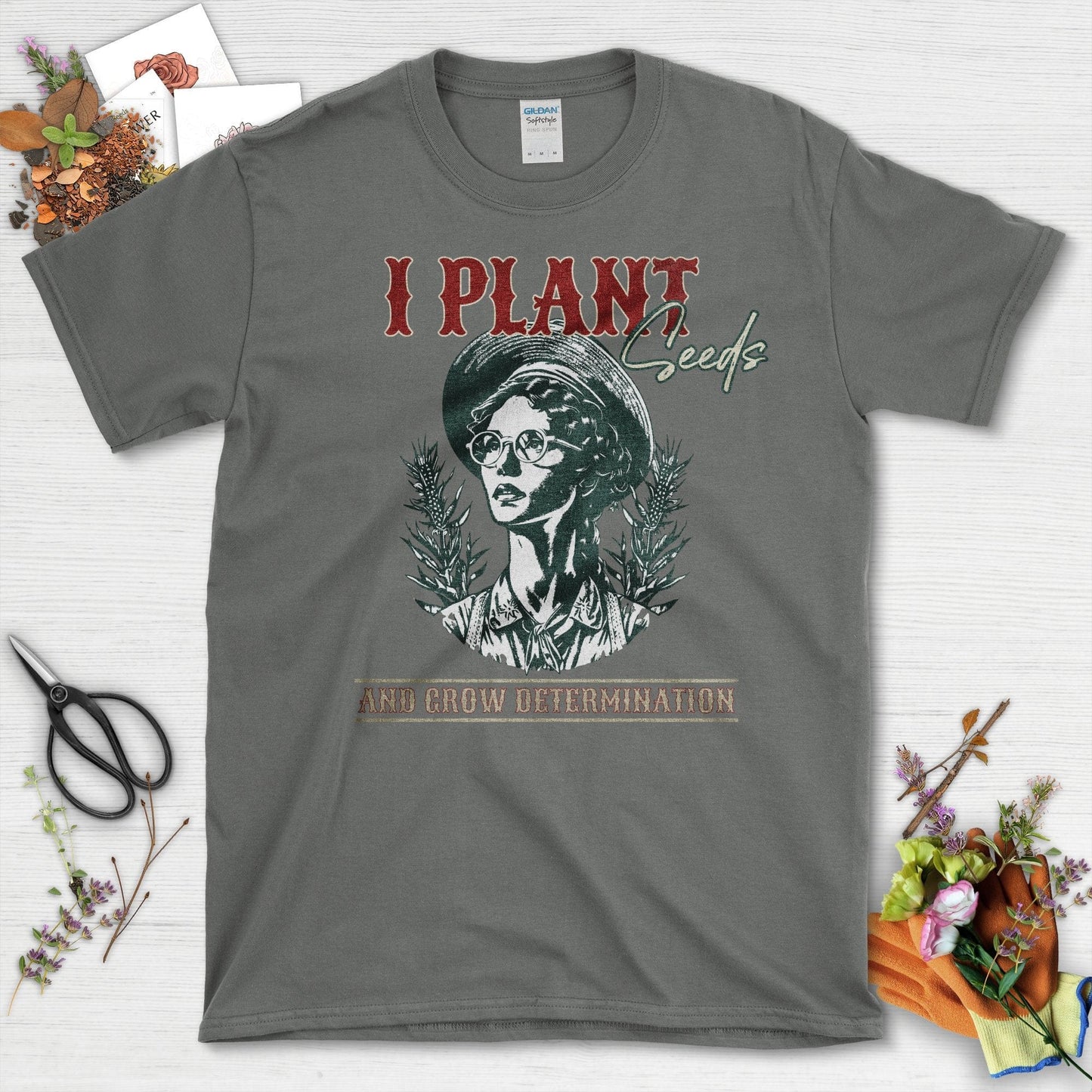 I Plant Seeds and Grow Determination T-Shirt Charcoal / S T-Shirt