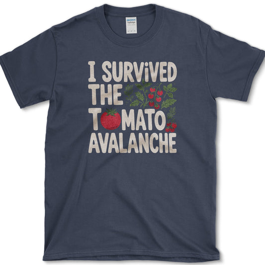 I Survived Tomato Avalanche T-Shirt S / Navy Essential Tees