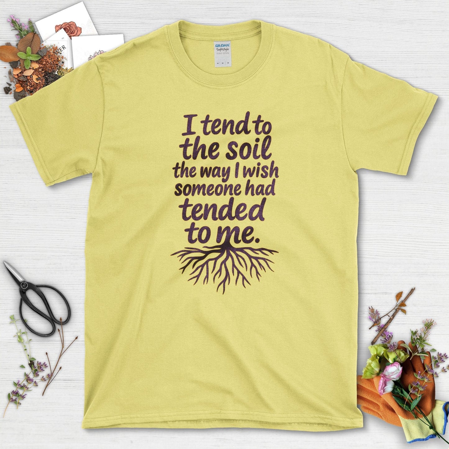 I Tend to the Soil T-Shirt Cornsilk / S Physical Item