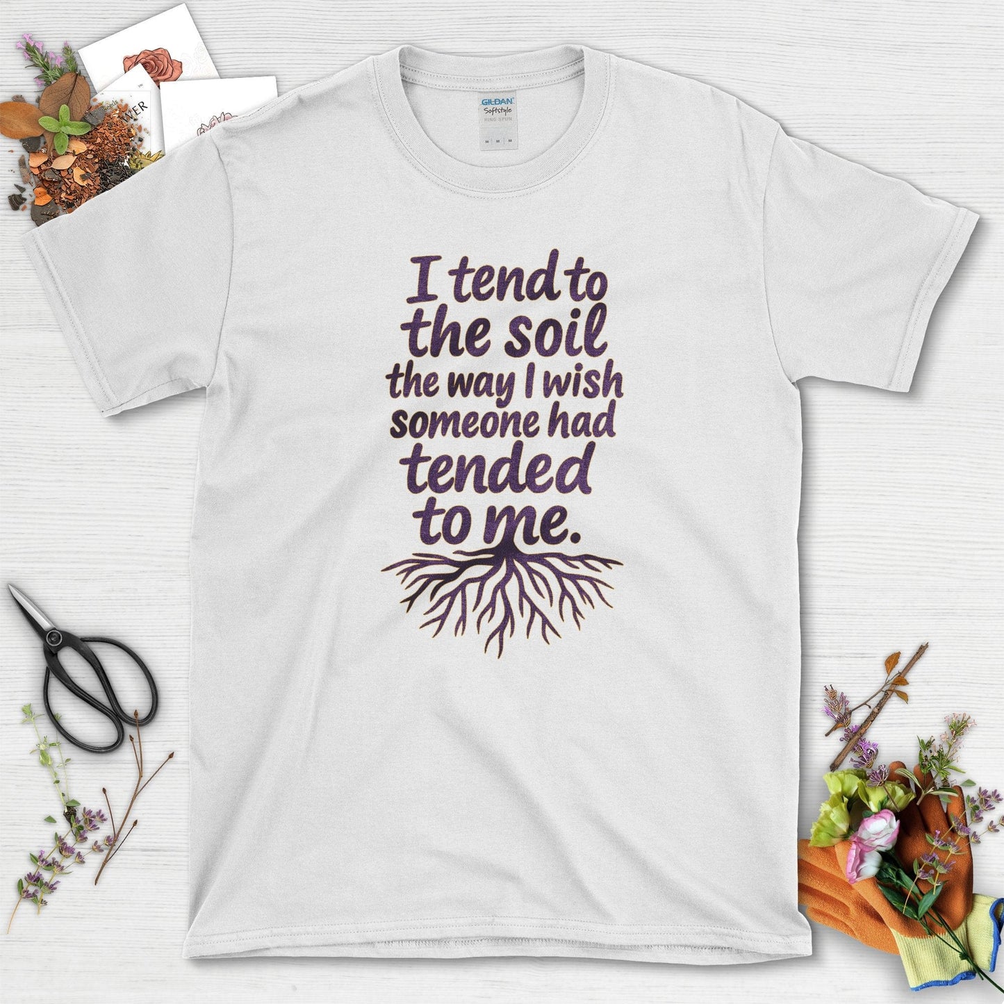 I Tend to the Soil T-Shirt White / S Physical Item
