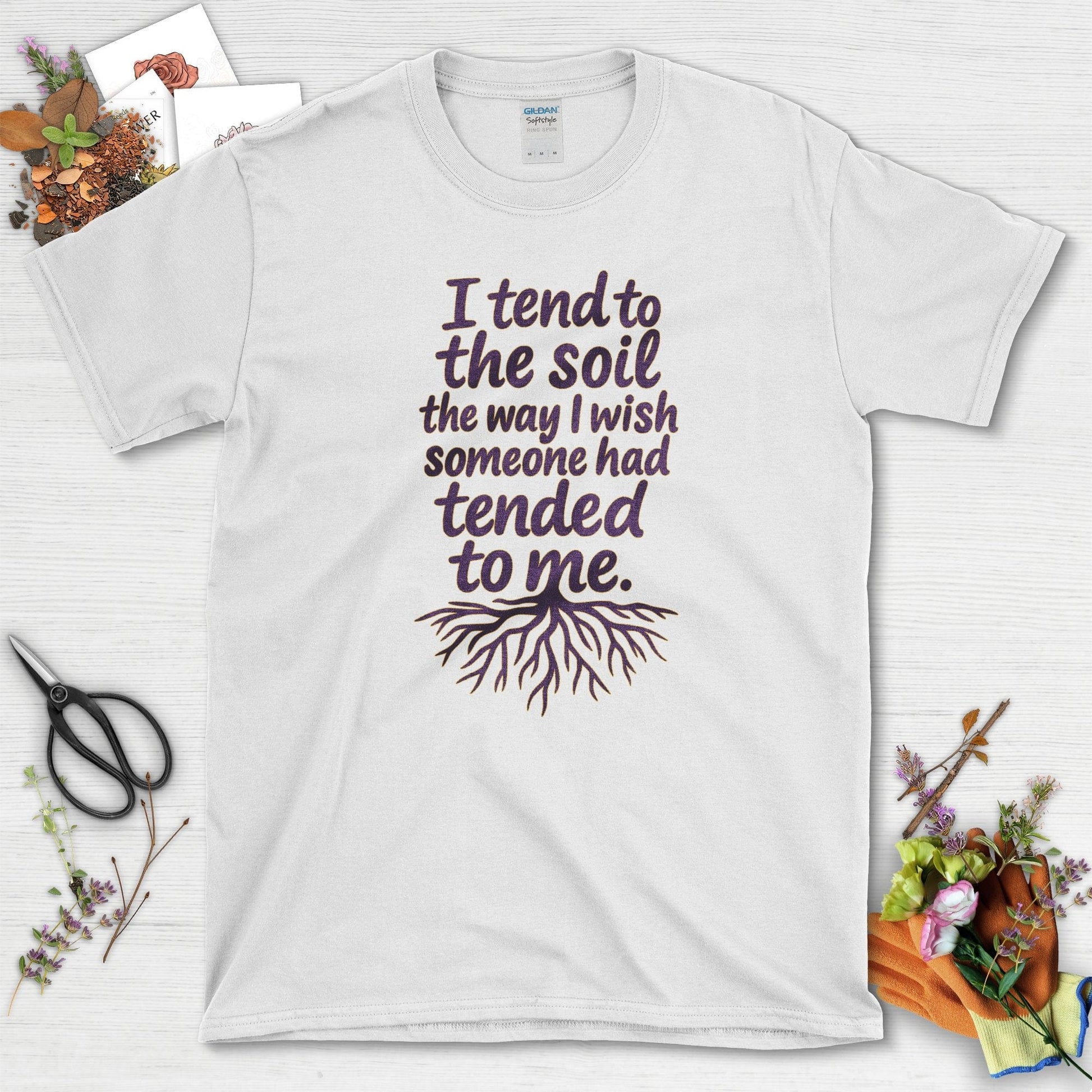 I Tend to the Soil T-Shirt White / S Physical Item