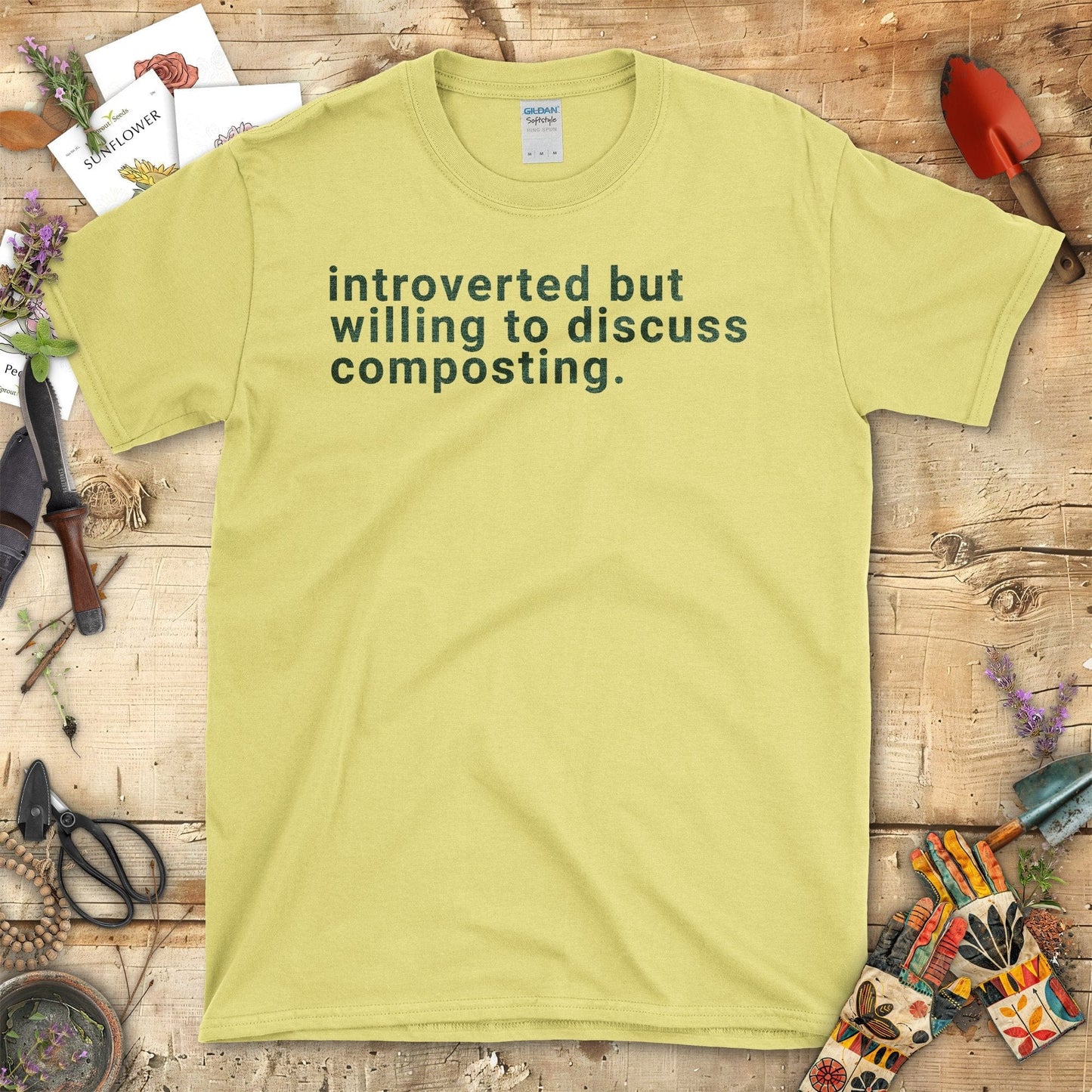 Introverted But Willing To Discuss Composting T-Shirt Cornsilk / S T-Shirt