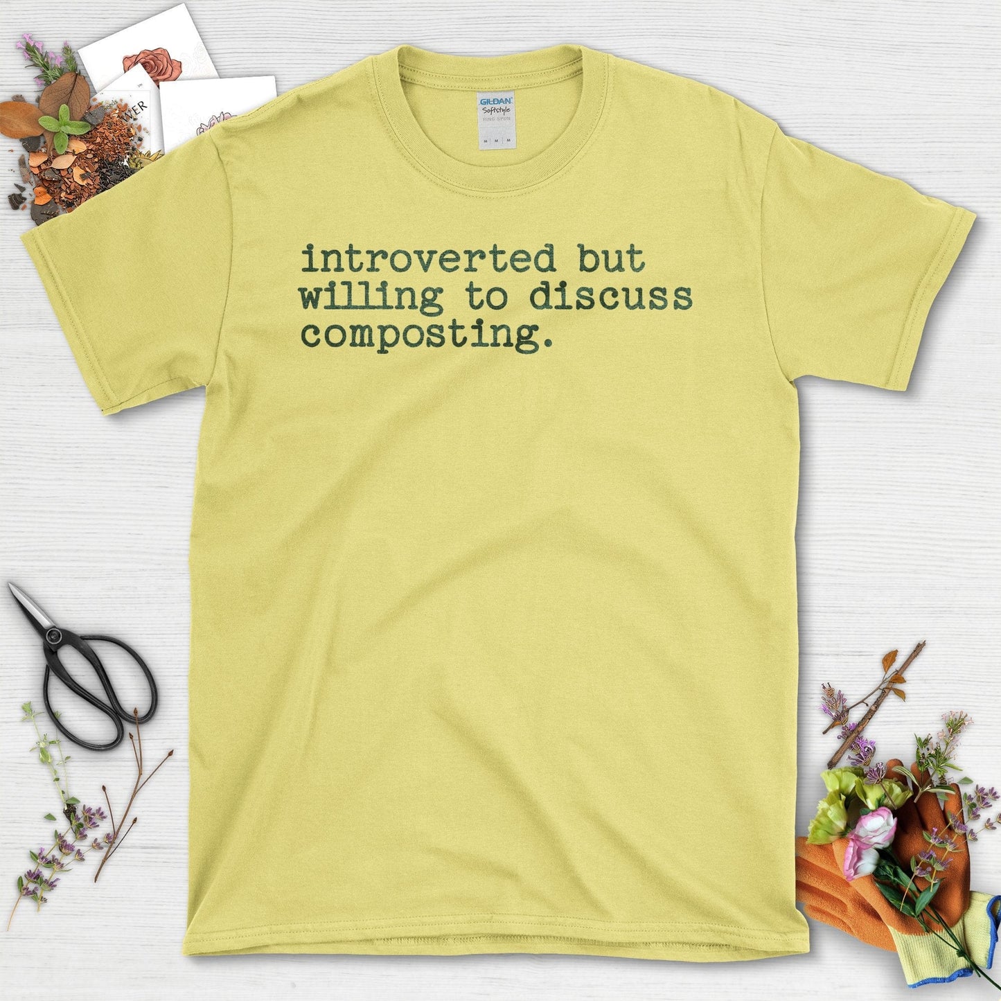 Introverted But Willing To Discuss Composting T-Shirt Cornsilk / S T-Shirt