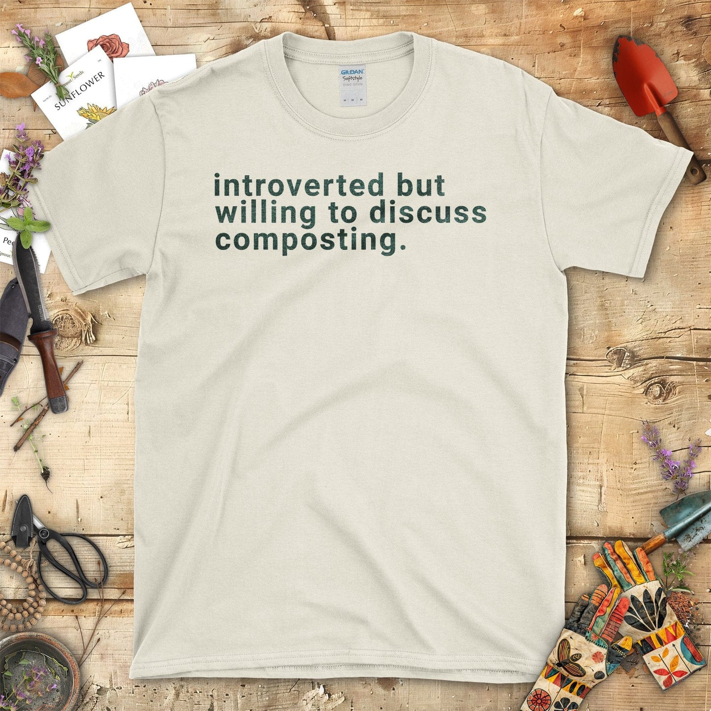 Introverted But Willing To Discuss Composting T-Shirt Natural / S T-Shirt