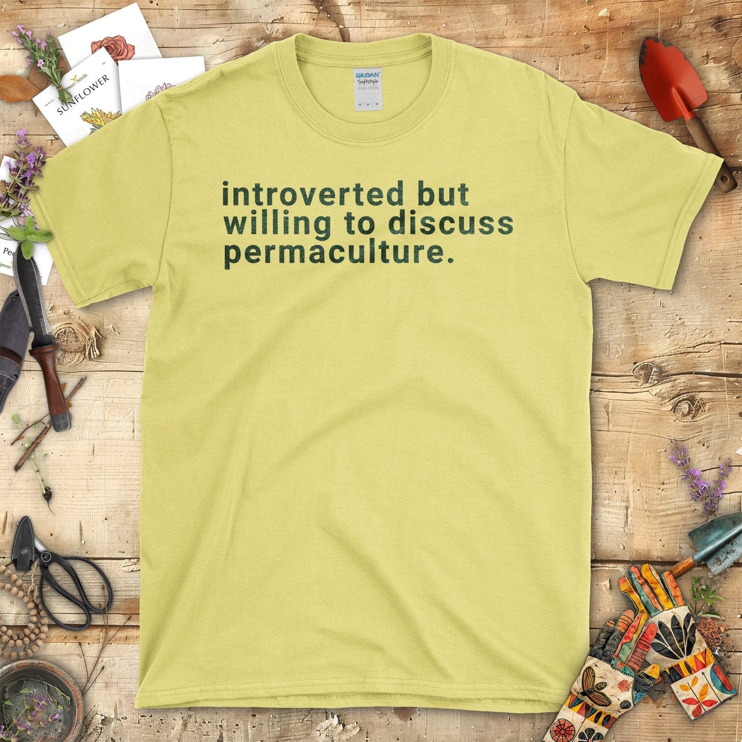 Introverted But Willing To Discuss Permaculture T-Shirt Cornsilk / S T-Shirt